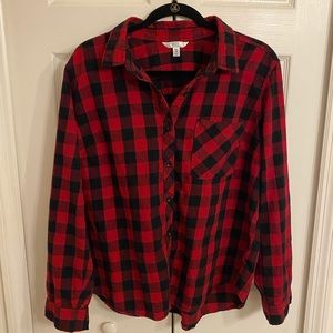 Checkered Black and Red Button Down Shirt XXL